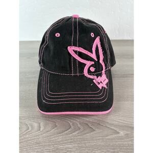 Playboy Accessories Black Pink Retro Style Baseball Cap Adjustable Bunny Logo